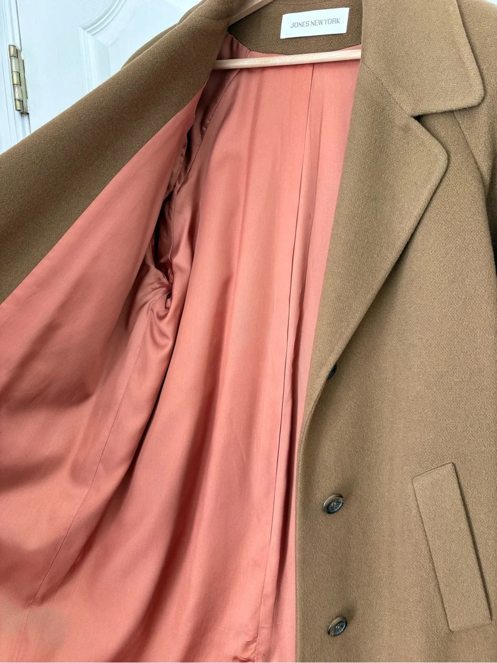 Vintage 90’s Jones New York Camel Brown 100% Wool Coat, L 🤎